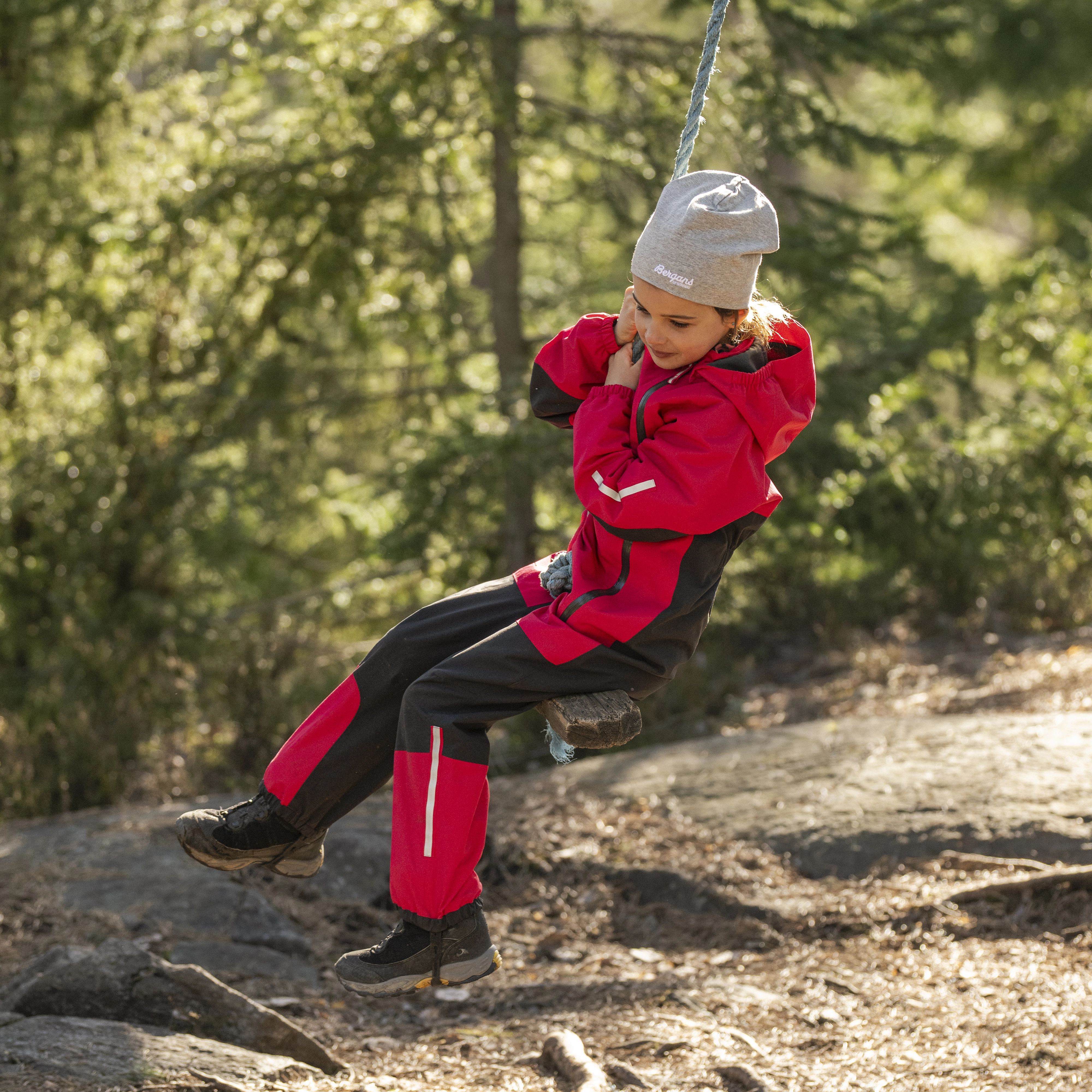 Lilletind Kids Coverall Alpine Rose / Dark Shadow Grey
