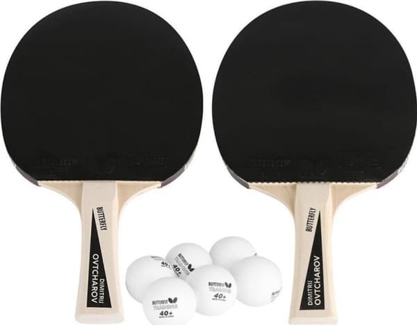 Ping pong flaggermussett Butterfly Ovtcharov 2 hender, 6 baller