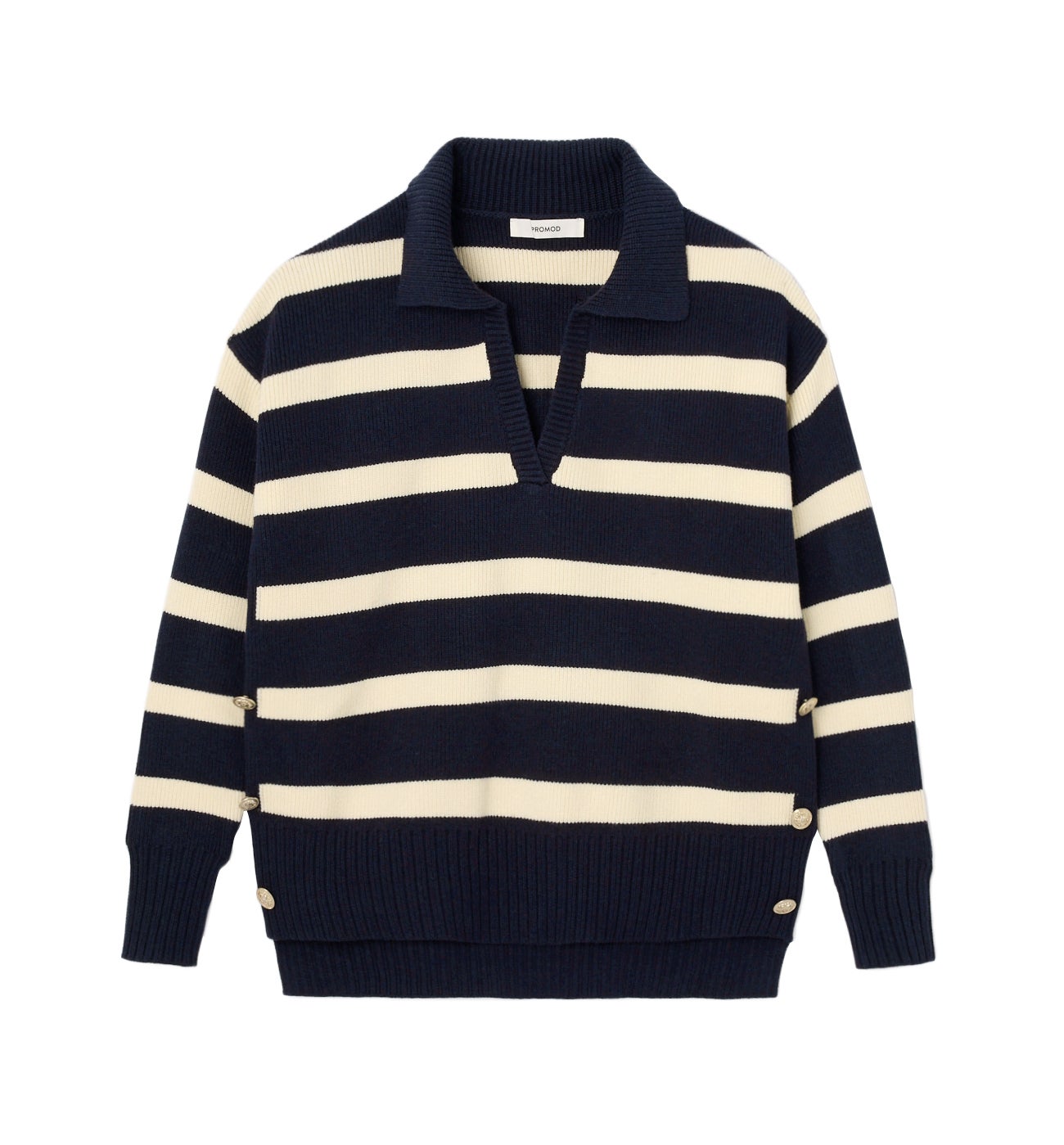 Pull marinière ctelé Femme - Rayé écru