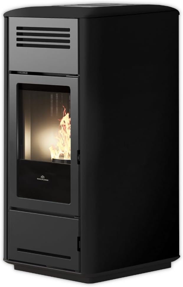 Edilkamin wasserführender Pelletofen Milla H 12 Up schwarz | 12,4 kW