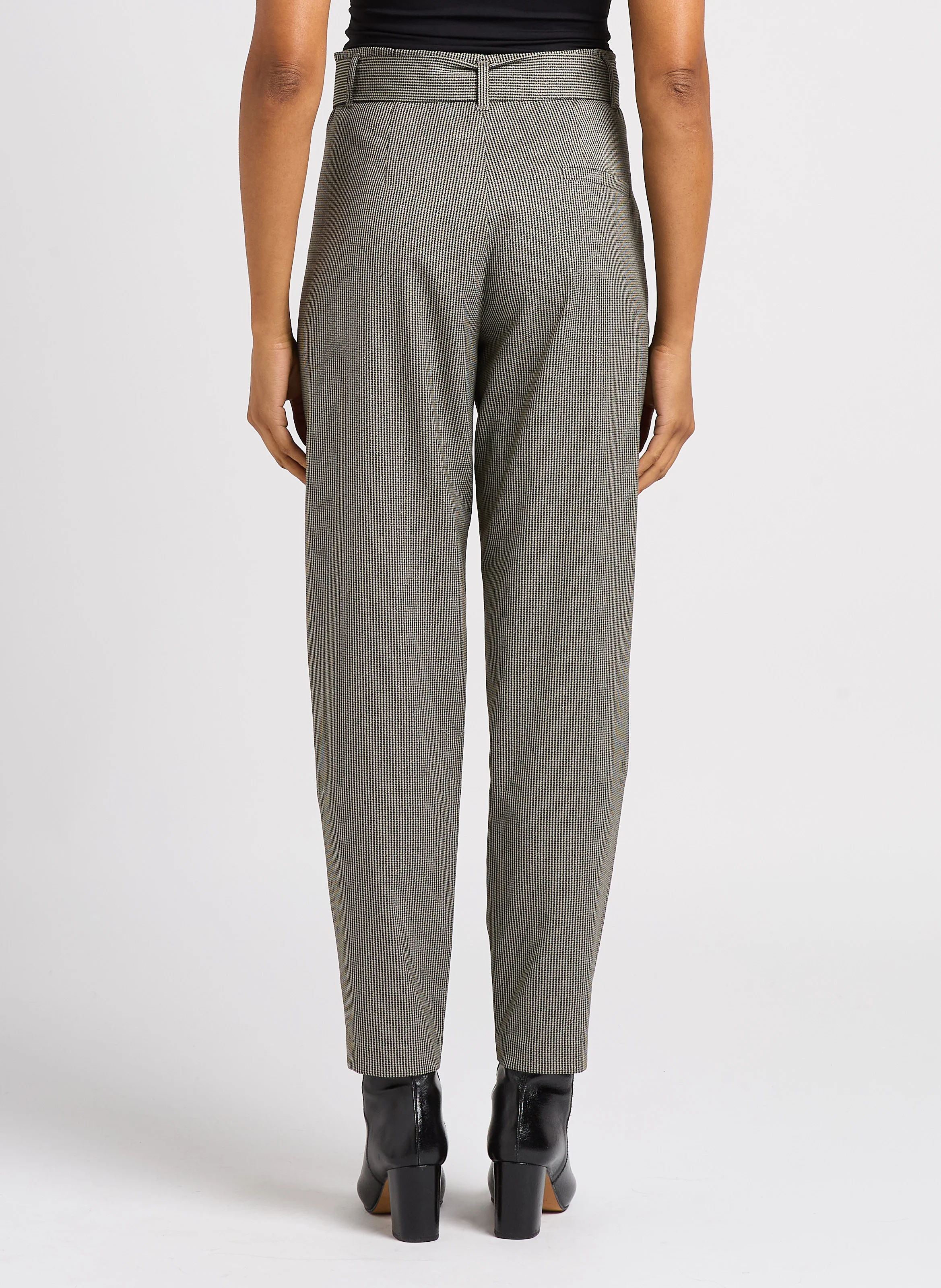 PAVEL - Pantalon carotte pied de poule| Noir
