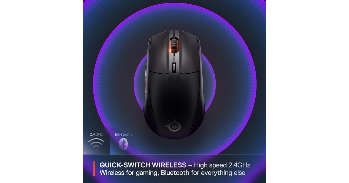 SteelSeriesRival 3 Wireless Gen 2 gaming muis  (Zwart, 18.000 dpi, RGB leds)
