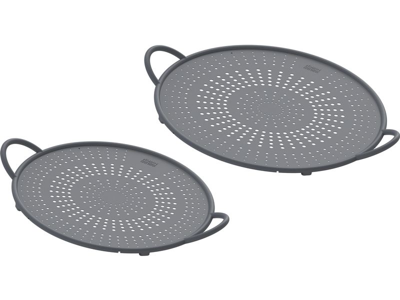 Kuhn Rikon Spritzschutzdeckel Set Ø 26/30 cm, 2 Stück, Grau Spritzschutz für Töpfe und Pfannen