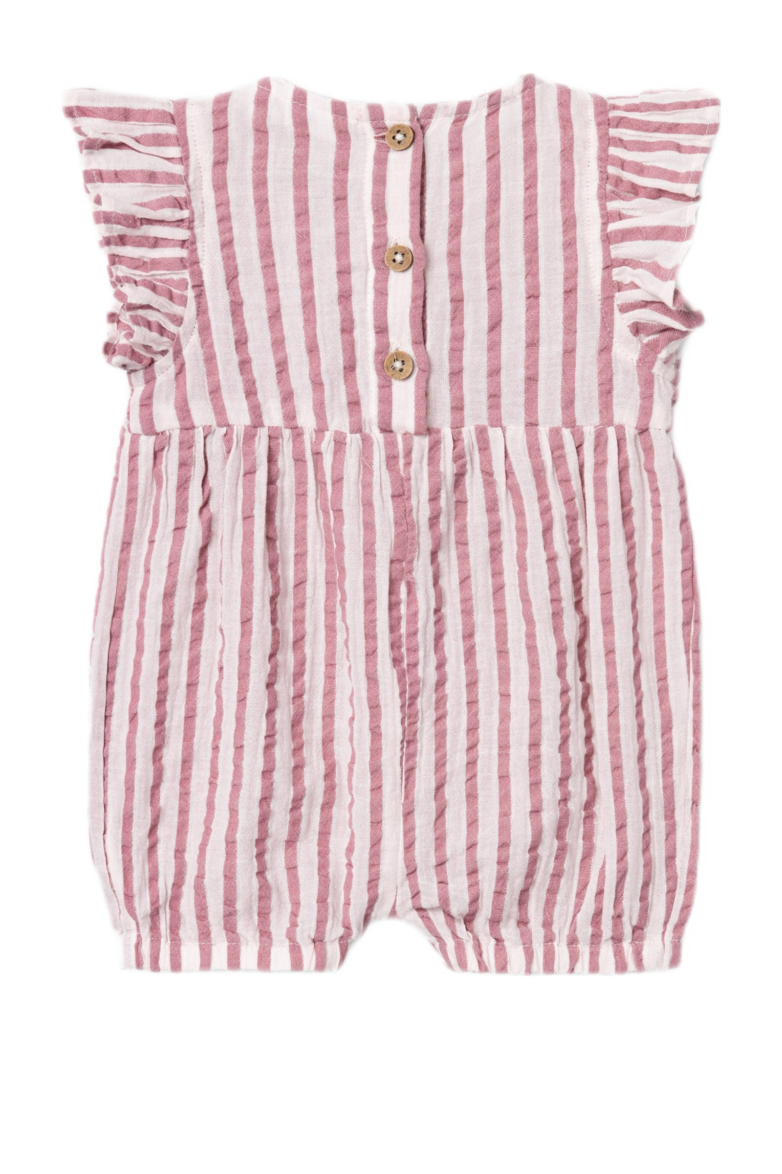 NAME IT baby gestreepte playsuit NBFHUNICA rood/wit