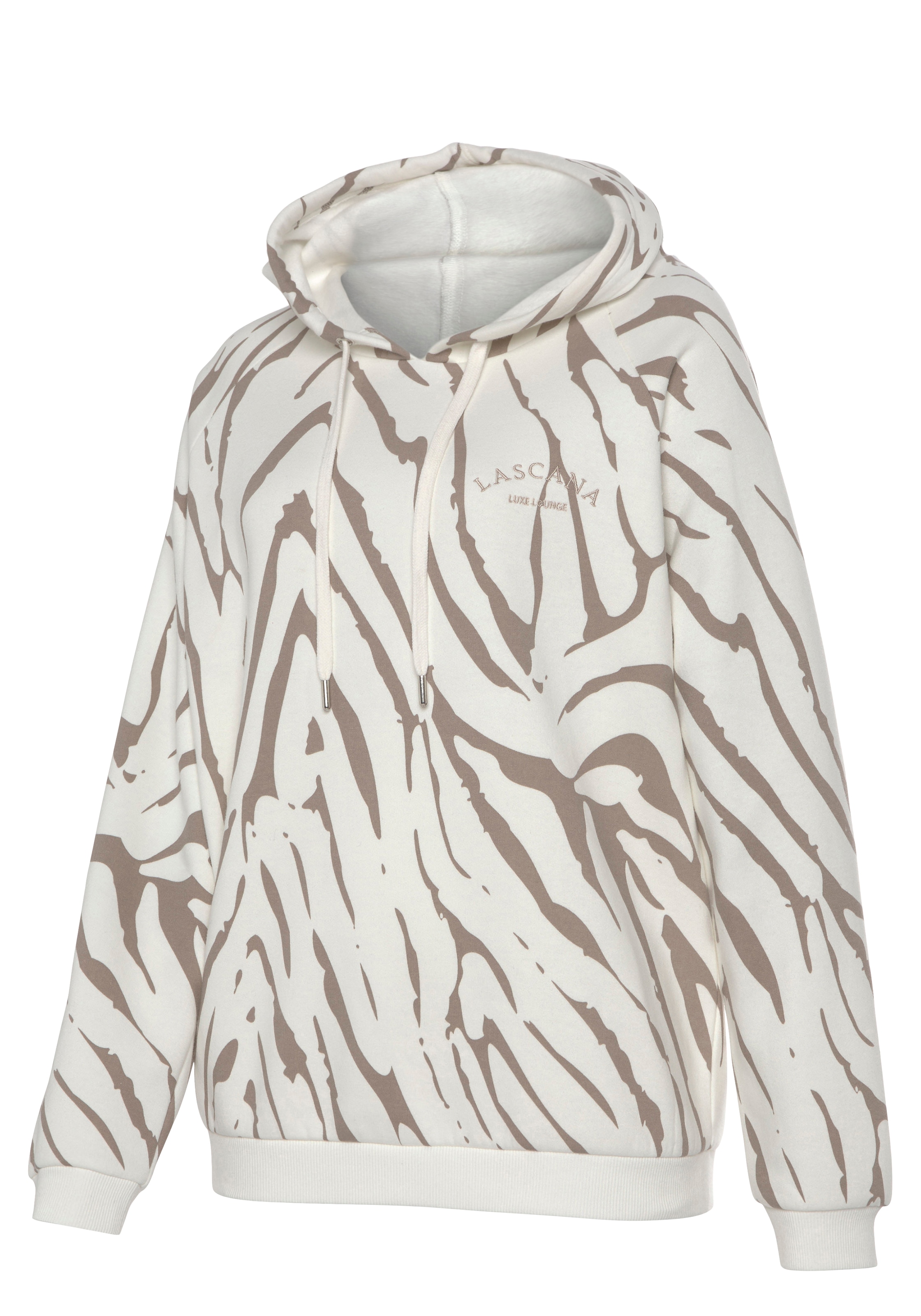 LASCANA Kapuzensweatshirt , mit Zebramuster, Loungewear