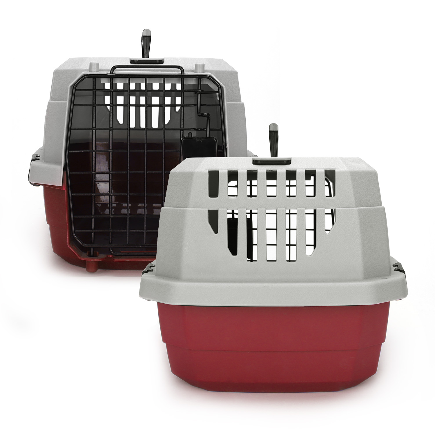 Nobleza - Bolsa de Transporte Média para Cães e Gatos, Portátil e Respirável, Acessórios para Animais de Estimação, Bolsa de Plástico, 58x38,7x33 cm, Vermelha e Cinza