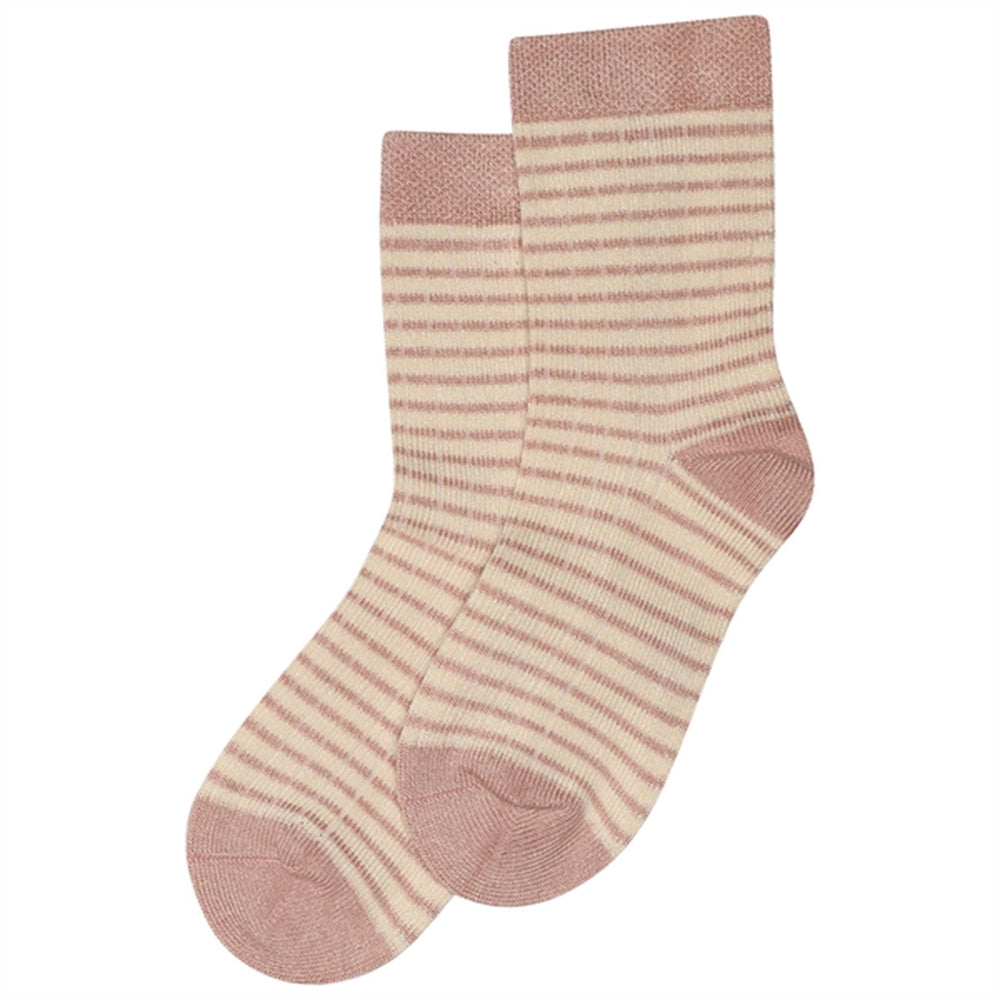 Rose/Offwhite Bambus Strømper Thin Stripe Noos