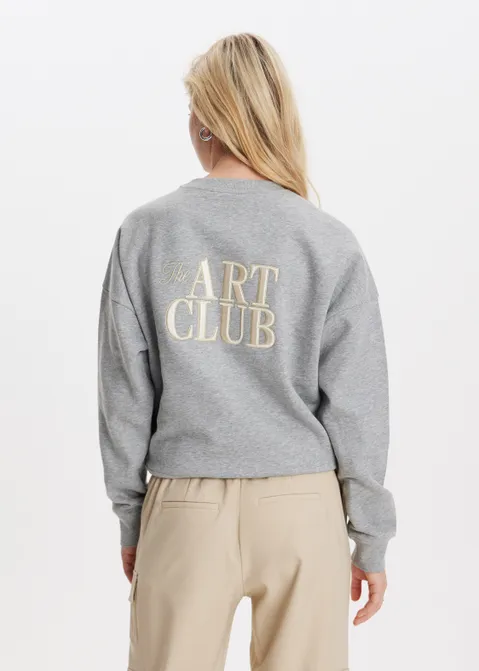 Sweater met print art club grijs (GRS.MEL)