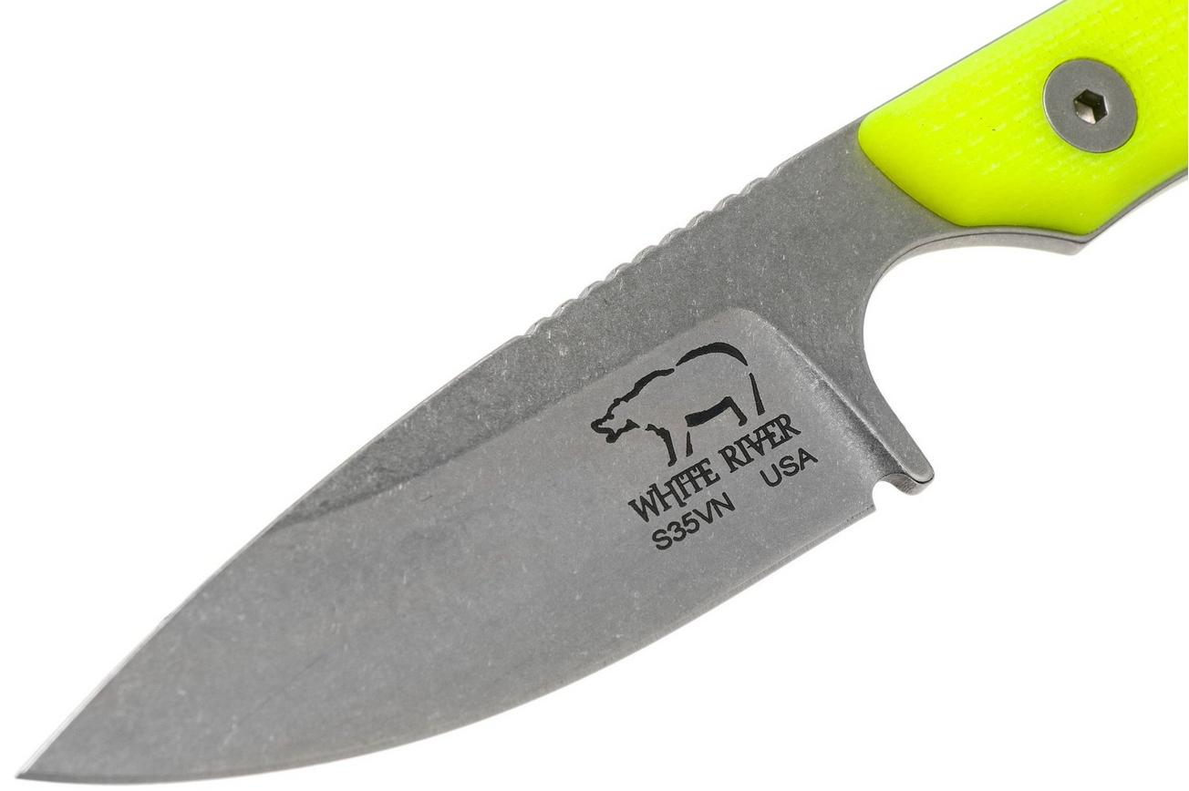 White River Knives M1 Backpacker Pro Yellow G10 vaststaand mes, Kydex schede