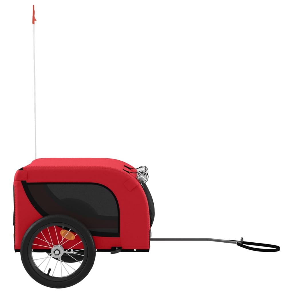 vidaXL Reboque para Cães de Bicicleta em Tecido Oxford de Ferro Vermelho e Preto