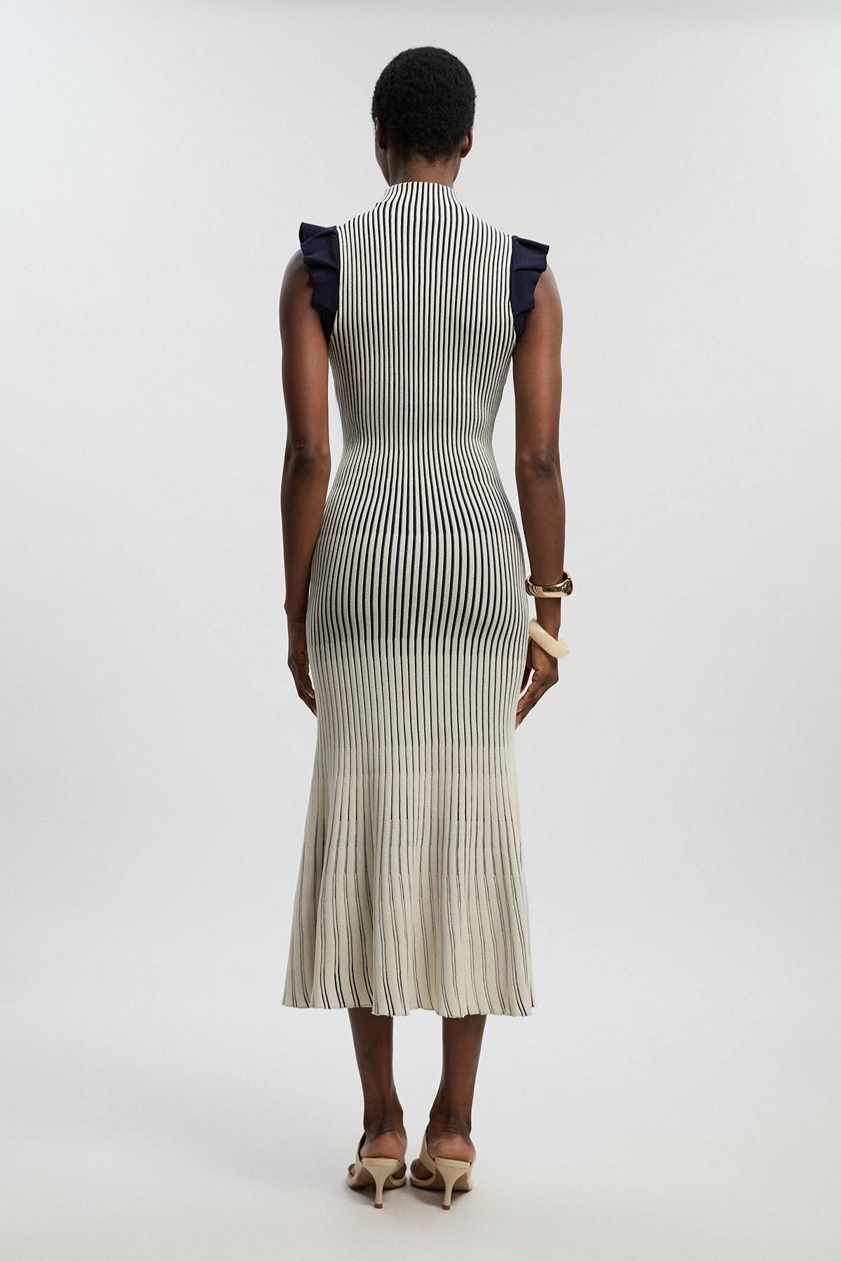 KarenMillen Robe Midi En Maille Pointelle À Manches À Volants