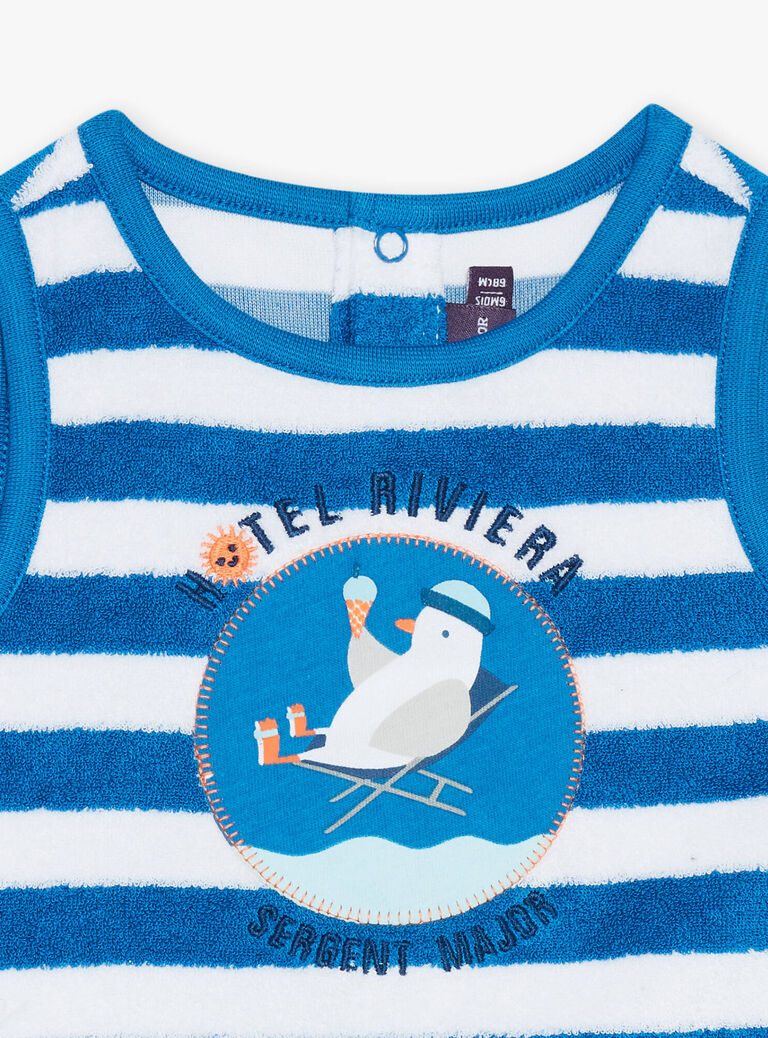 Débardeur et short bleu à imprimé à rayures