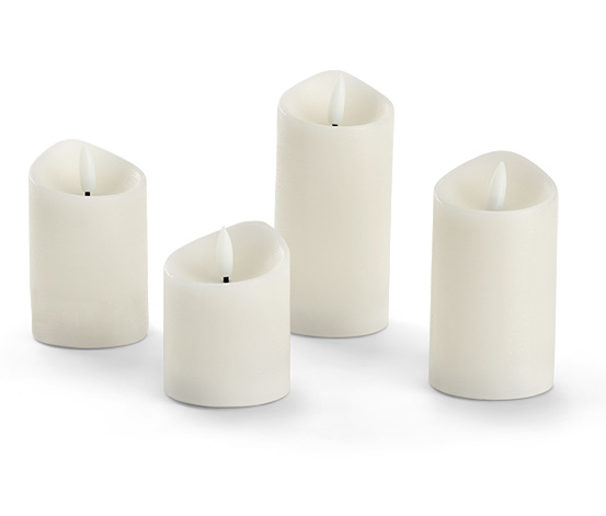 4 LED-Echtwachskerzen, creme
