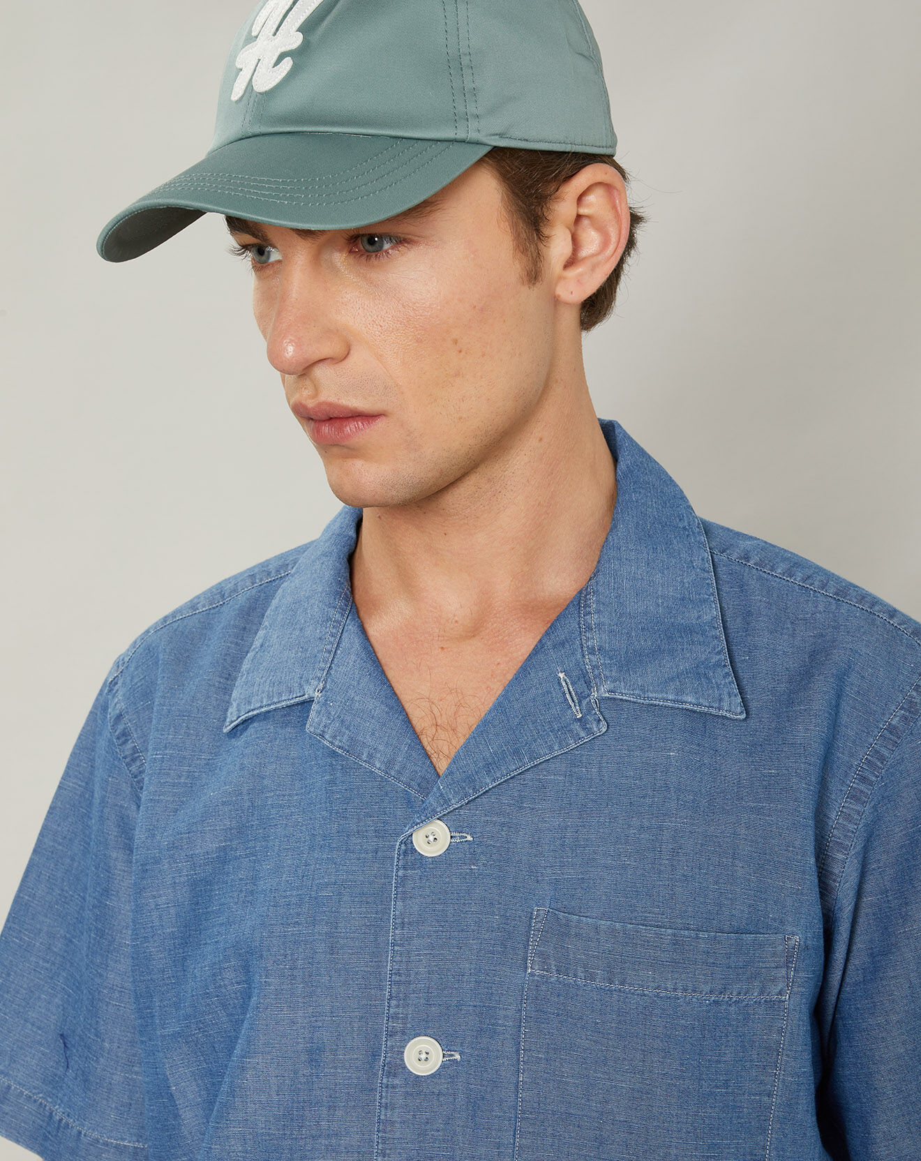 Hartford Chemise regular en Coton & Lin Phil indigo