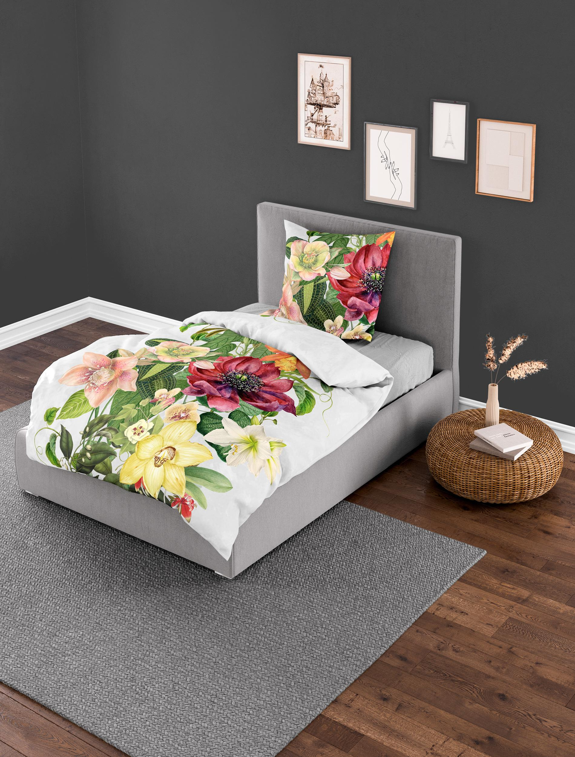 Bettwäsche Mako-Satin BUNT 135x200cm, mit 1 Kissen