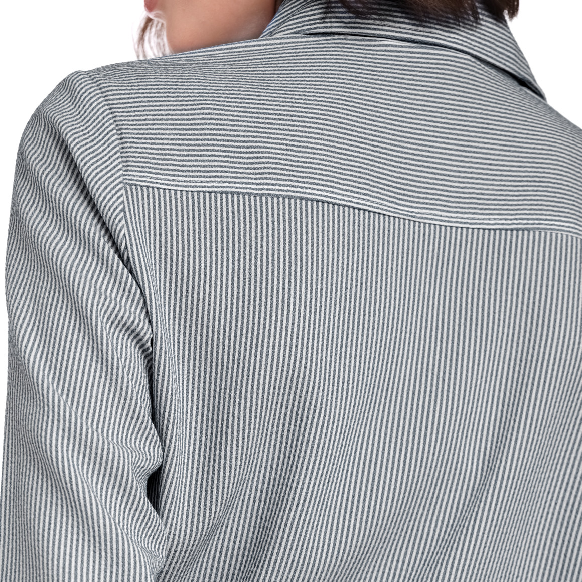 Gina Damen Hemdbluse mit Knoten-Detail dunkelgrau / weiss