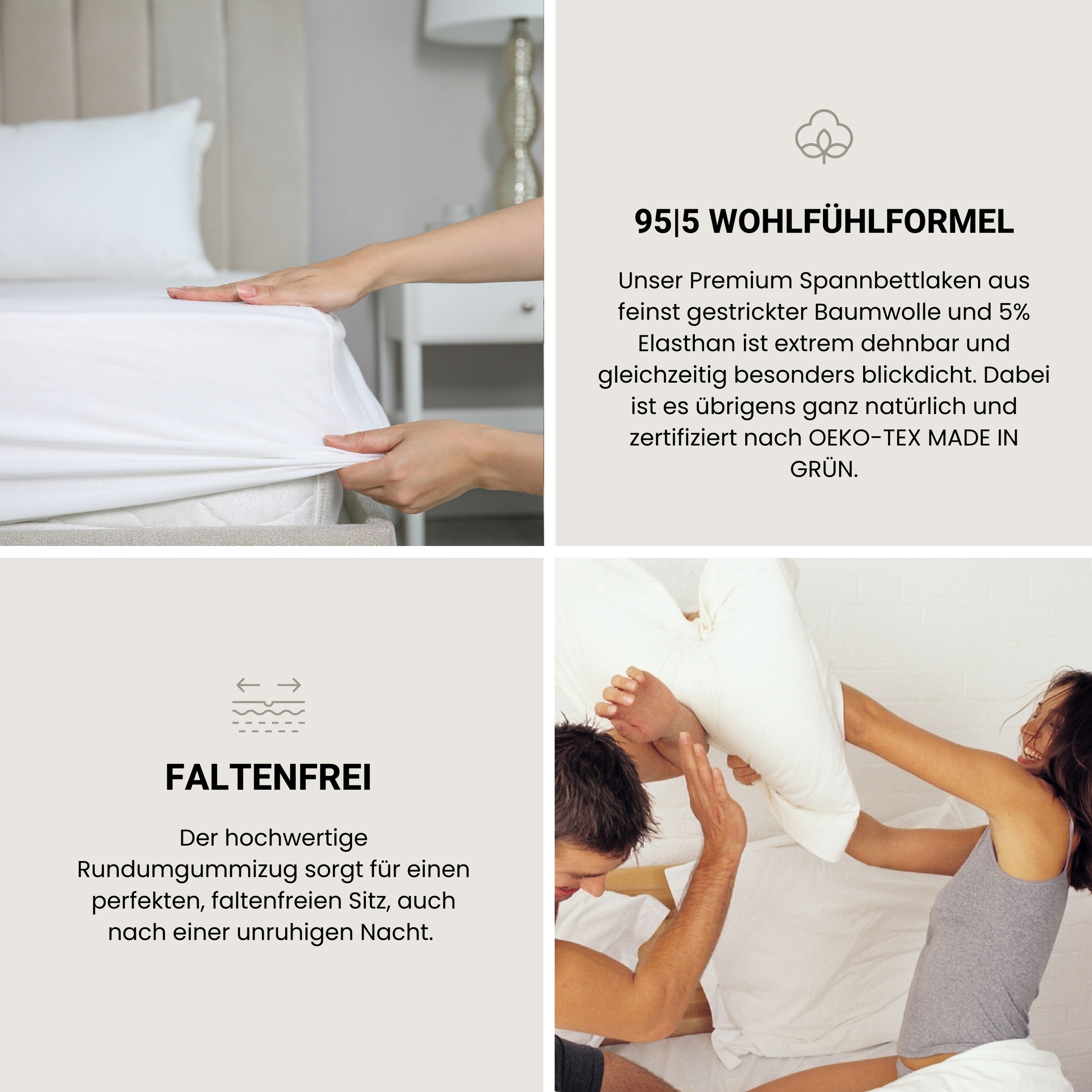Schiesser Spannbettlaken »Flexi aus 95% Baumwolle und 5% Elastahan in Premium-Qualität« für hohe Matratzen und Boxspringbetten geeignet, Made in Green