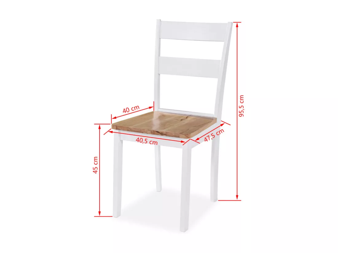 Ensemble de salle à manger 5 pcs MDF et hévéa Blanc