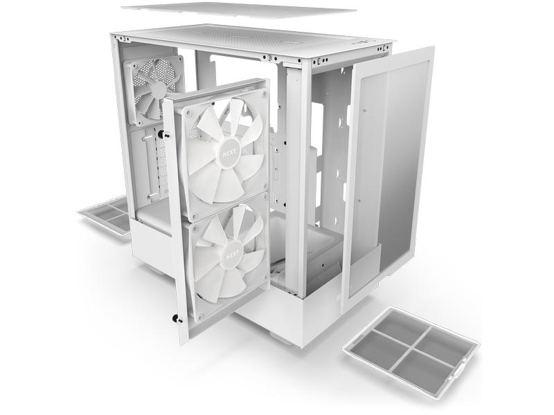 NZXT PC-Gehäuse H5 Flow RGB Weiss matt Kompaktes Mid-Tower-Gehäuse mit Seitenfenster und RGB-Lüftern