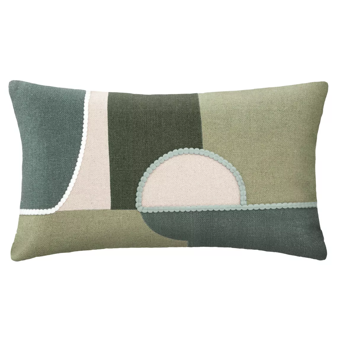 Housse de coussin rectangulaire coton (30 x 50 cm) Géo Verte