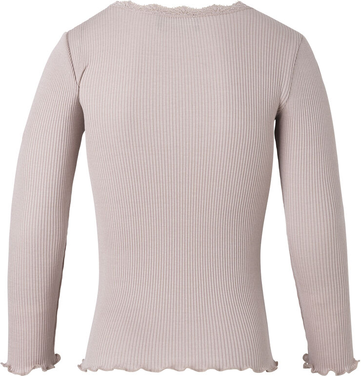 Rosemunde Silk t-shirt regular ls w/ lace Lyserød