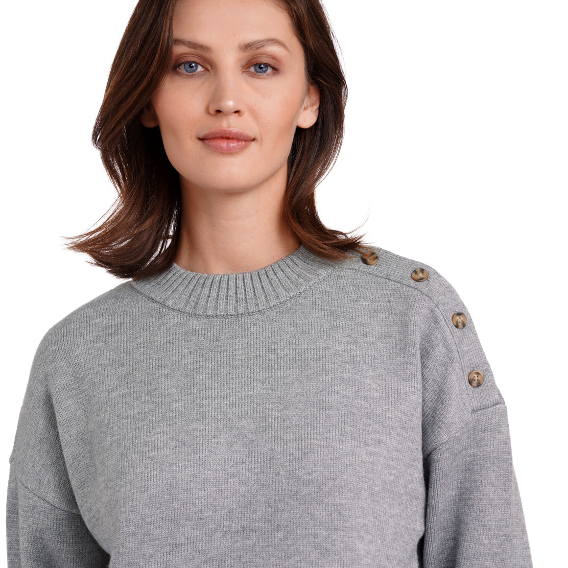 Gina Benotti Damen Strickpullover im Lagen-Look grau