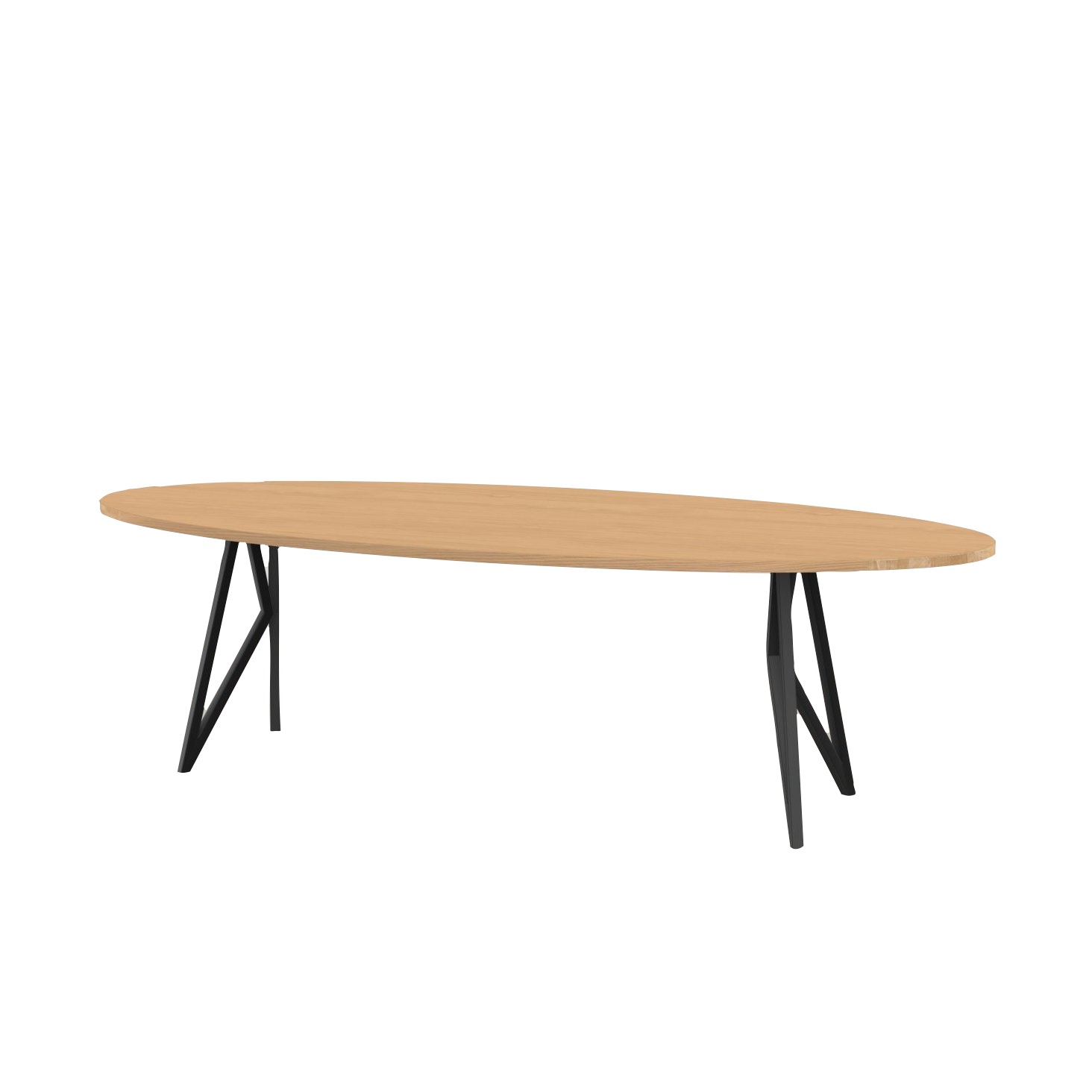 Studio HENK tafel Butterfly Ovaal - zwart frame, hardwax light 3041 240 x 120 | HWO NL 3041 | Rechte Rand | Frame Zwart