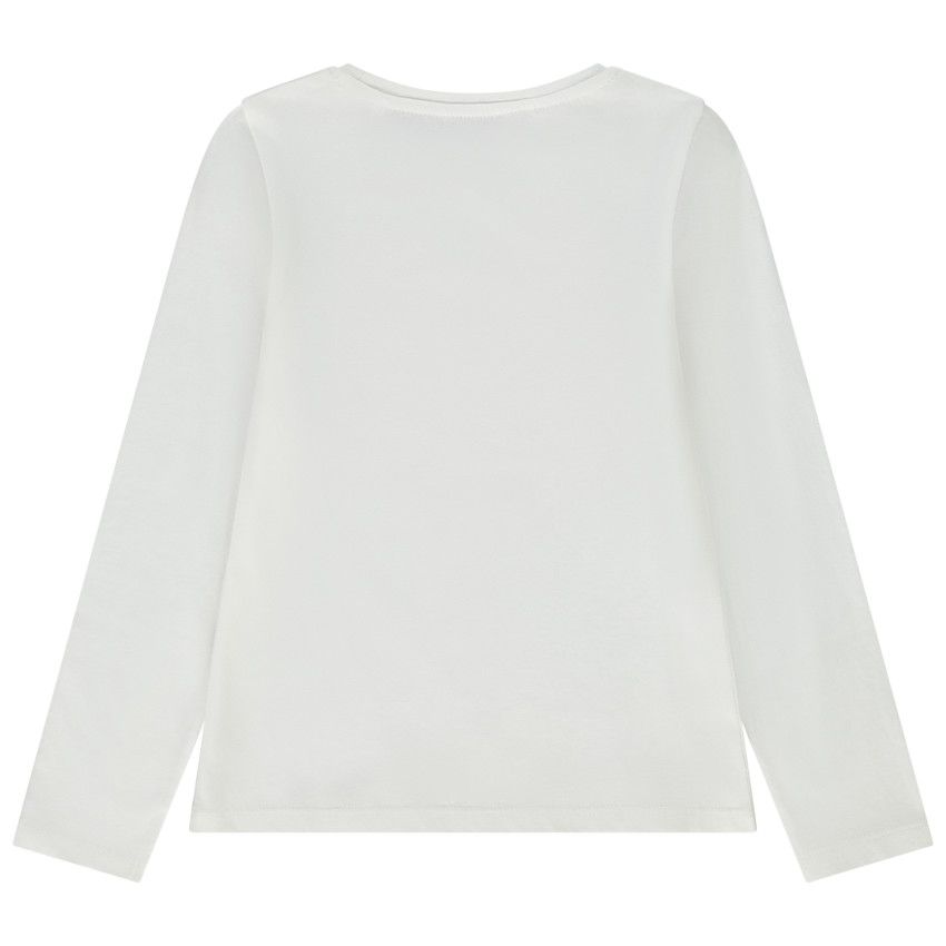 T-shirt manches longues en jersey print fantaisie pour fille - Ecru