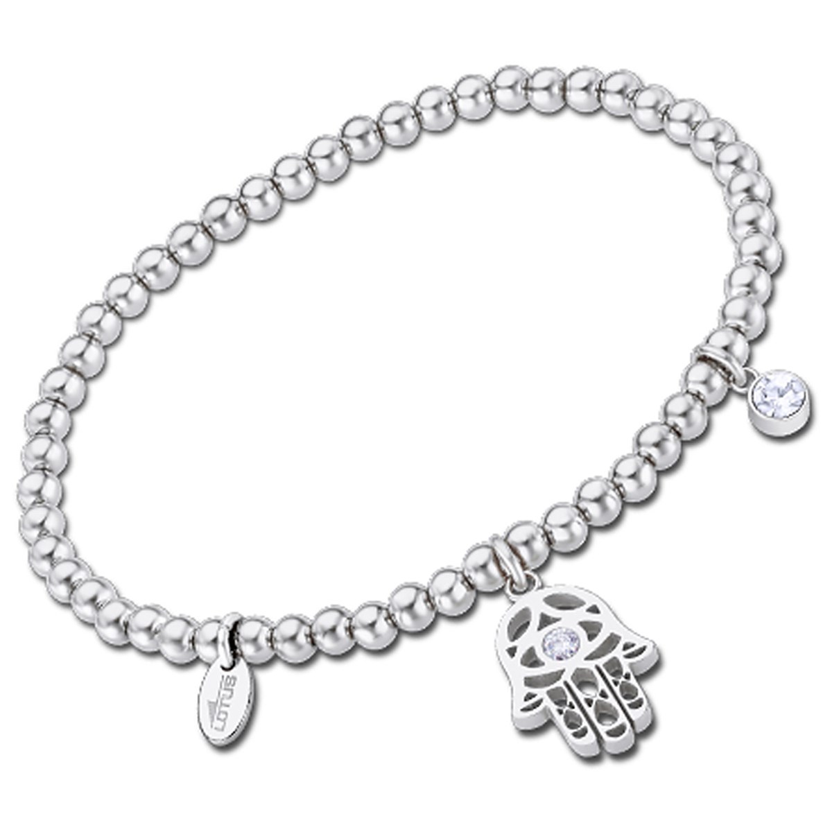 Bracelet Lotus main de Fatma et boules en acier