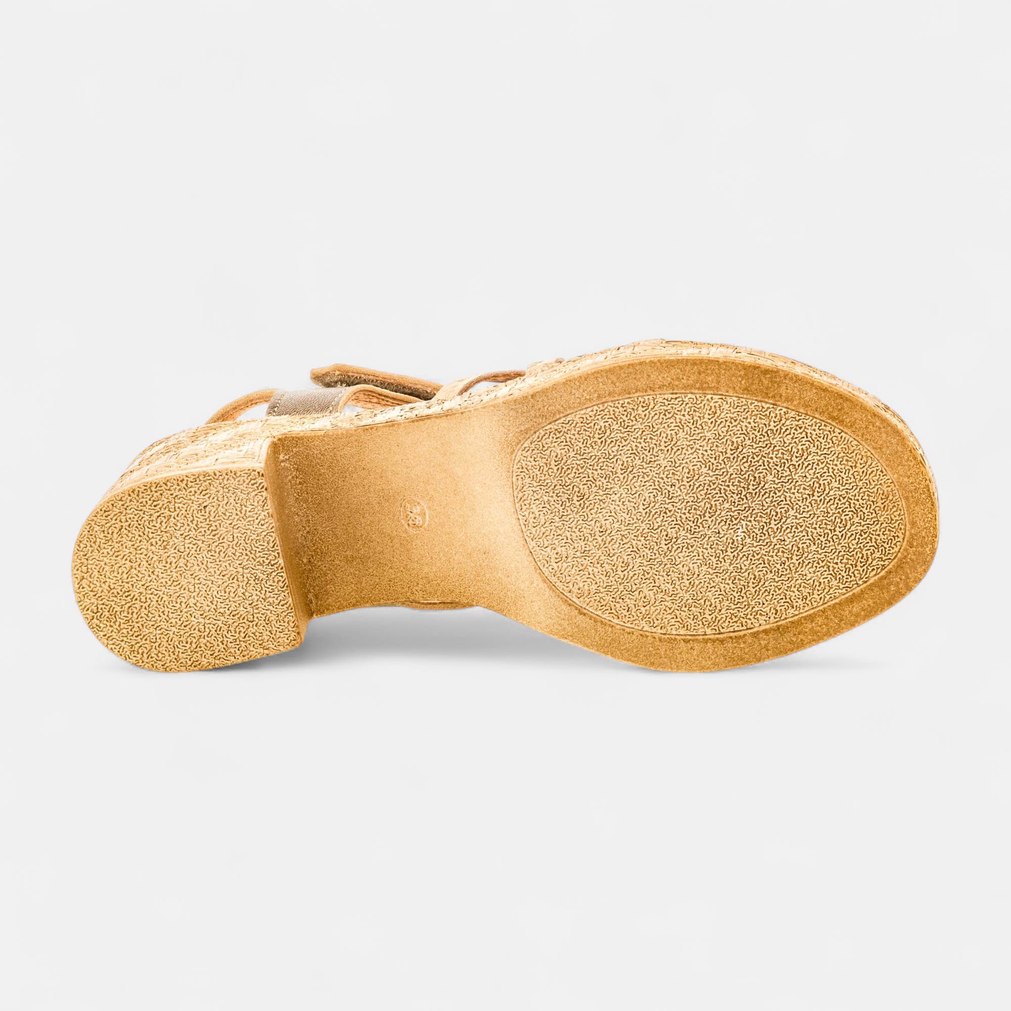 Nu-pieds à talon Femme en cuir or