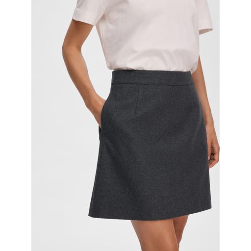 Selected Femme Mercy-Ula Mini Nederdel, Dark Grey Melange, 40