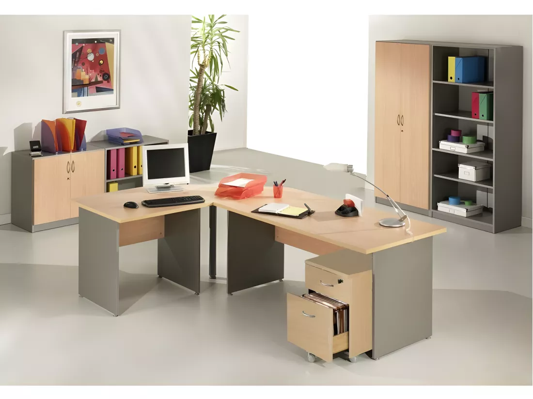 Caisson de Bureau 3 Tiroirs Hêtre Roulettes L 41 H 56 P 50 cm