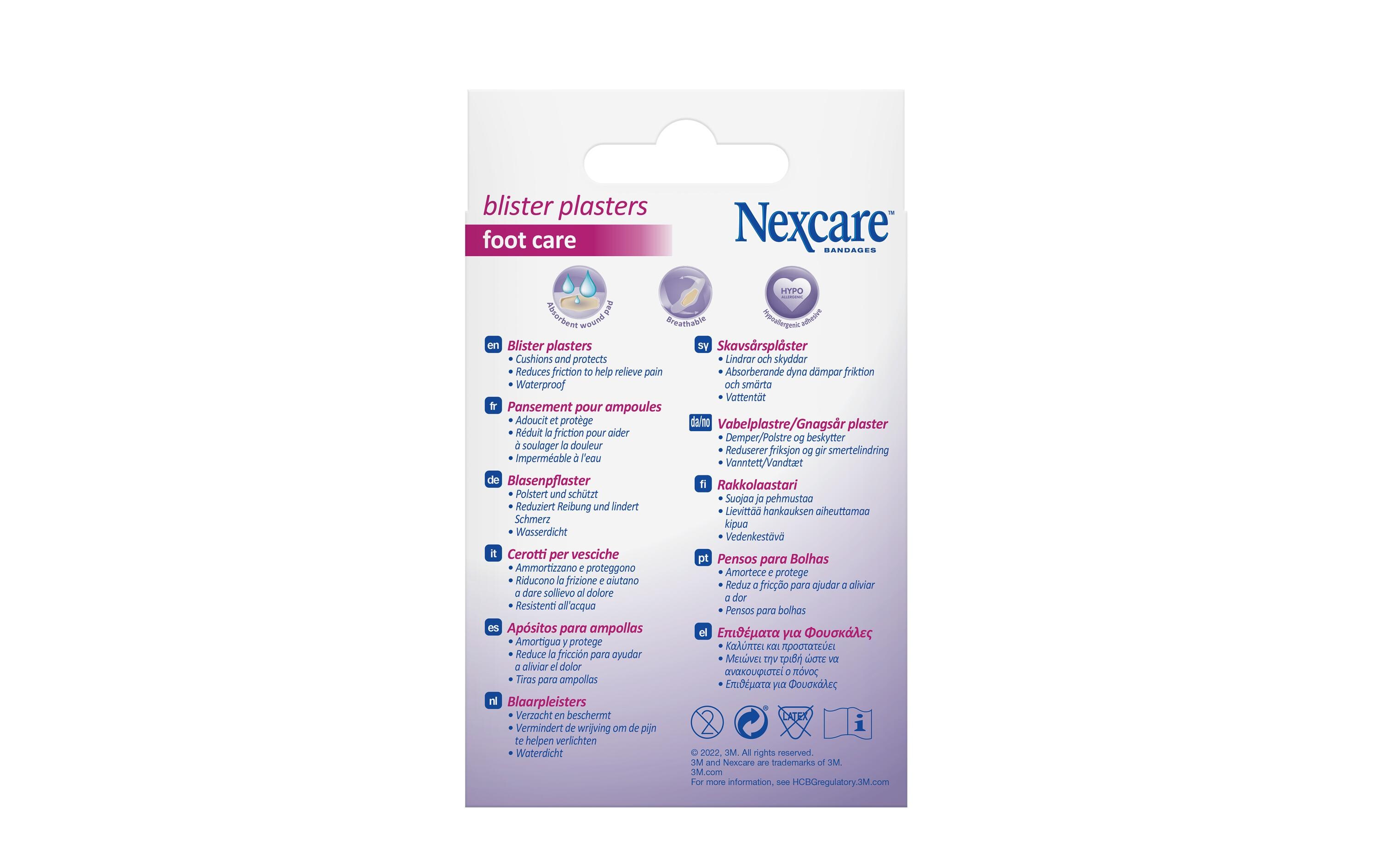 Nexcare Blasenpflaster, 2 Grössen 6 StückFeuchtigkeitsabsorbierende Pflaster für Blasen