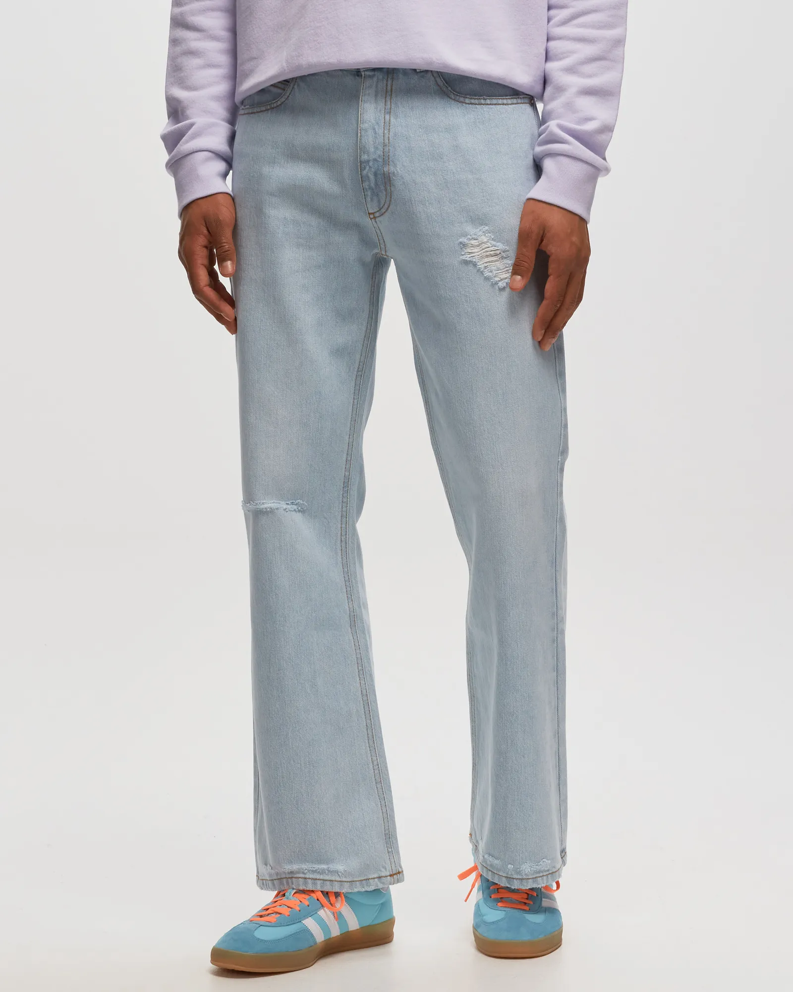 ERL DISTRESSED DENIM PANTS WOVEN
