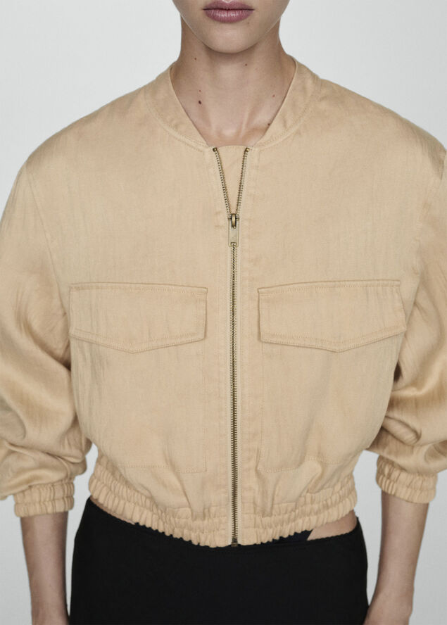 MANGO Bomber jacket Light beige