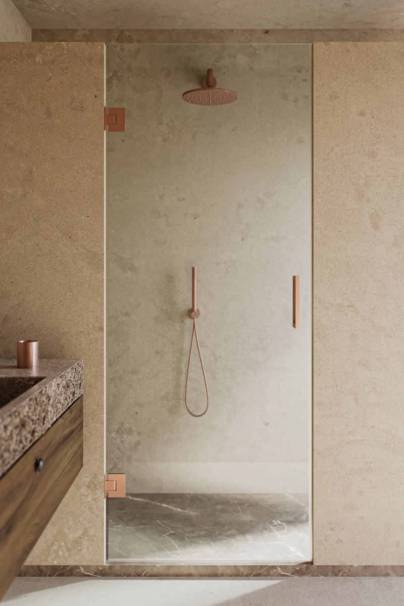 Saniclear Modern Copper profielloze douchedeur 70x200 geborsteld koper