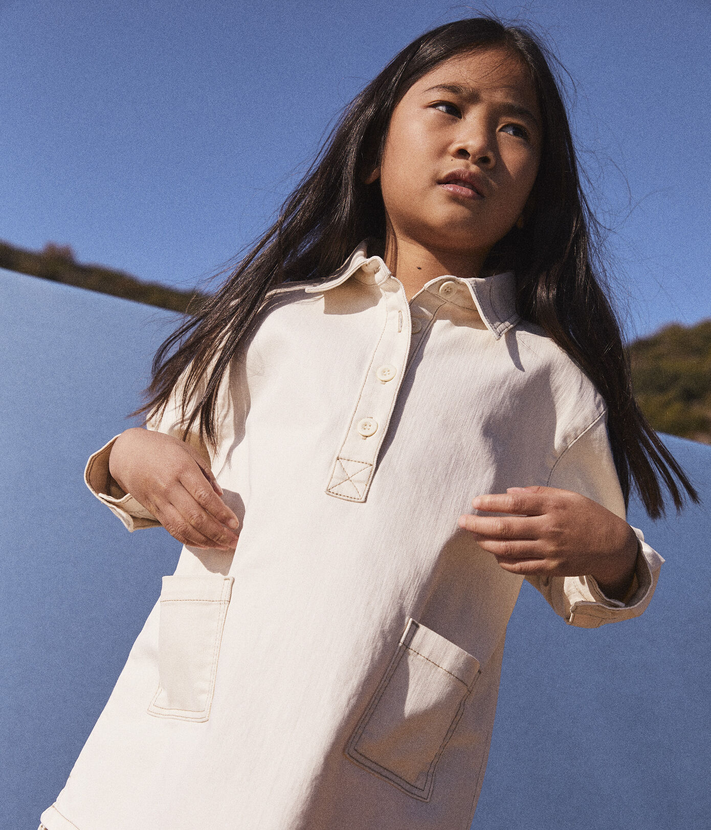 Robe manches longues en denim enfant fille
