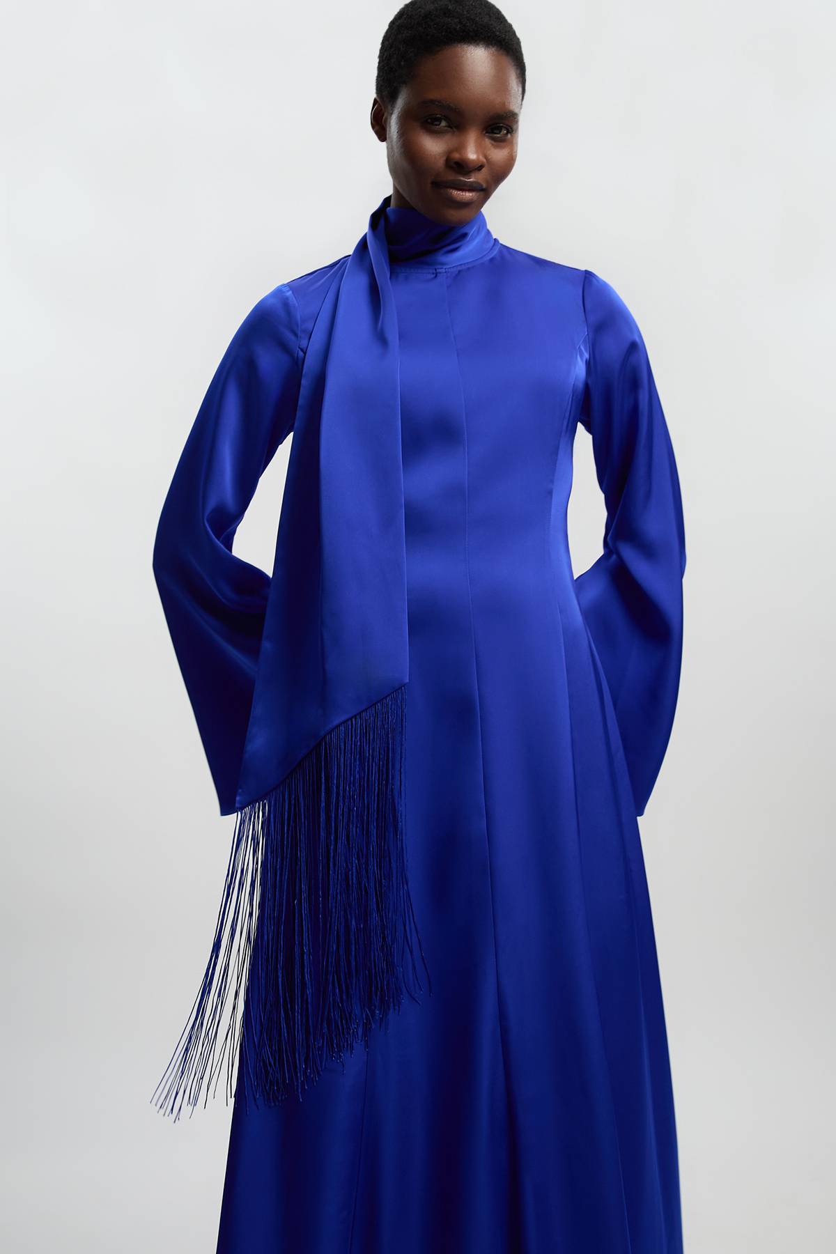 KarenMillen Robe Longue Tissée Drapée À Col Bénitier