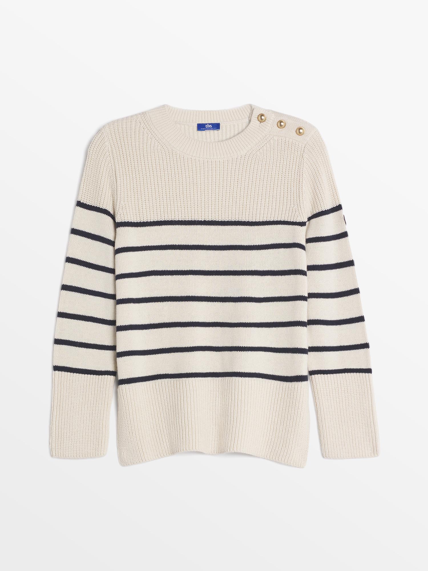 Pull Marinière Femme Tricot Coton Laine Blanc
