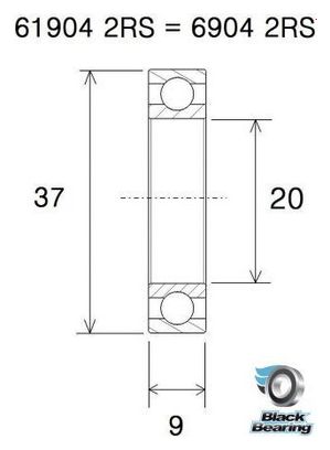 Roulement Black Bearing 61904-2RS 20 x 37 x 9 mm