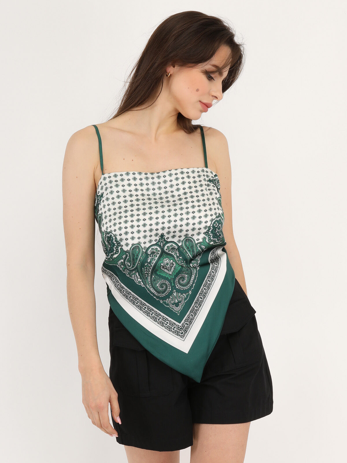 Top bandana satiné- Vert