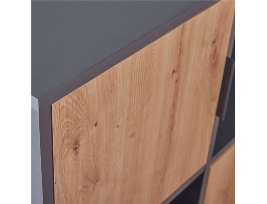 TERRE DE NUIT - Etagère 4 cases en bois avec 2 portes battantes anthracite