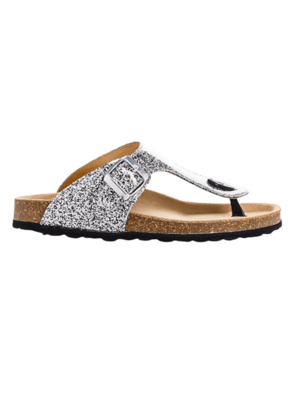 Sandales Fille DUNE Glitter vernis Argent - Reqins