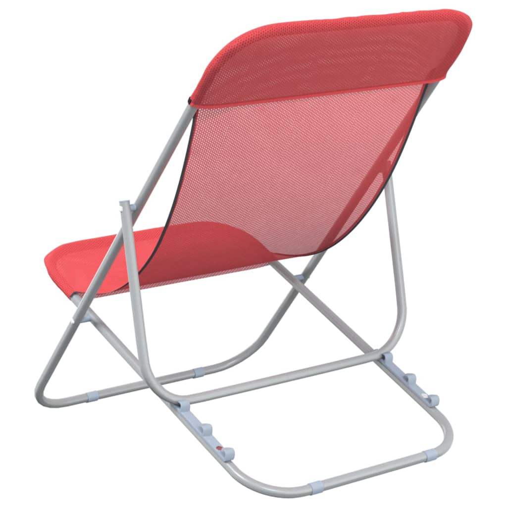 Chaises de plage pliantes 2pcs textilène acier enduit de poudre