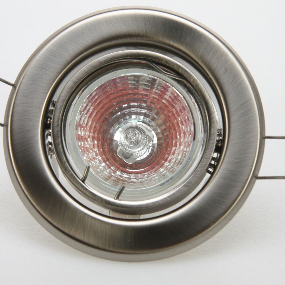 Inbouwspot, rond, geborsteld roestvrij staal, max. 35W, met draaibare aluminium reflector, GU53-fitting en 10cm kabel met AMP-connector