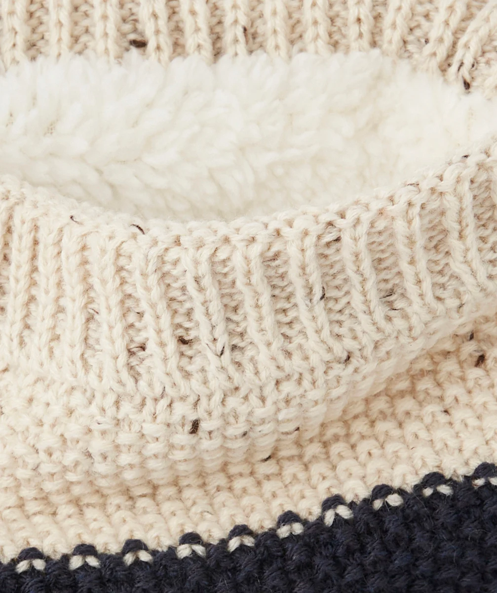 SNOOD TRICOT BÉBÉ GARÇON EN FIBRES RECYCLÉES BEIGE ET BLEU MARINE