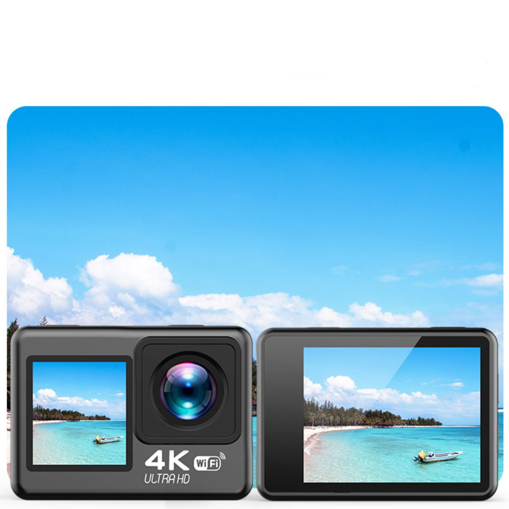 4K/30fps Ultra HD Action Cam WiFi Kamera mit 170° Weitwinkel mit Wasserdichtigkeit bis zu 30 Meter / Nachtsicht   Micro SD Kartenslot - Schwarz