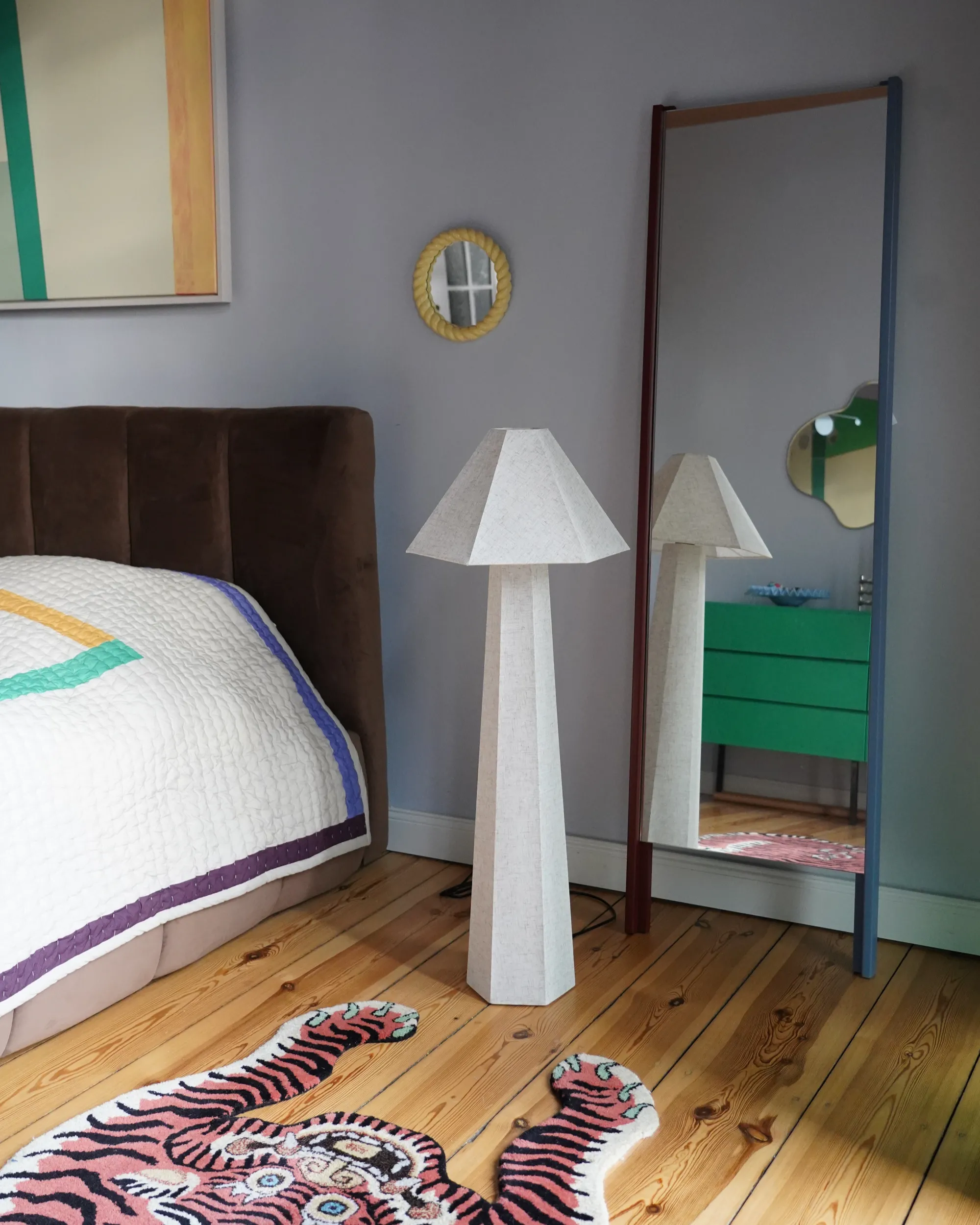 Staande lamp DEMBI Kunstlinnen Lichtbeige