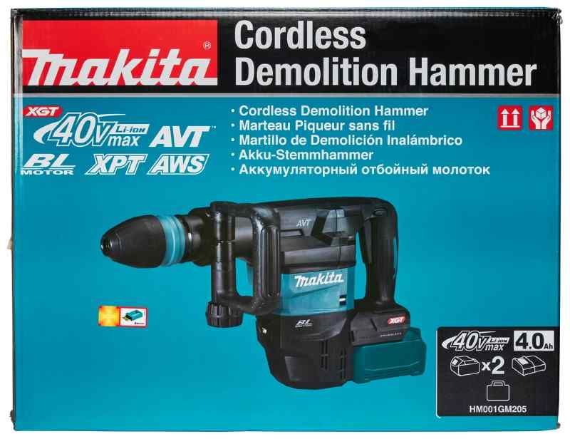 Makita HM001GM205 40V Max Breekhamer set (2x4.0Ah) in koffer met AWS zender