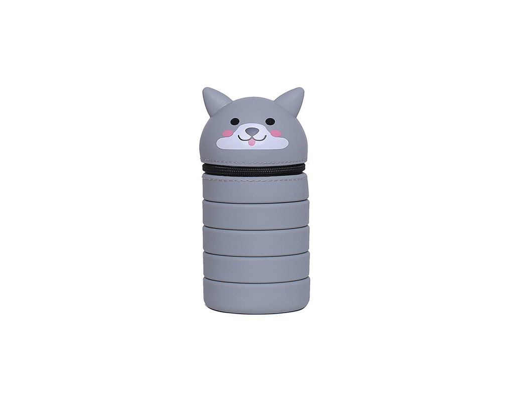 ESTOJO SILICONE AUCHAN CINZENTO CÃO 21.5X6.5X6.5CM